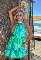 Wzorzysta Kleid mini na ramiączkach z wiskozą Lagoon Breeze zielono-Blau