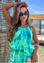 Długi wzorzysty Jumpsuit z wiskozą Lagoon Breeze zielono-Blau