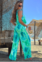 Długi wzorzysty Jumpsuit z wiskozą Lagoon Breeze zielono-Blau