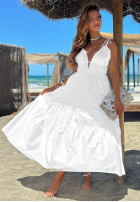 Kleid maxi na ramiączkach z falbankami Summer Pearl Beige