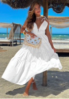 Kleid maxi na ramiączkach z falbankami Summer Pearl Beige