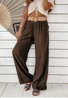 Lniane Hose wide leg z paskiem Total Trip Schokoladenbraun