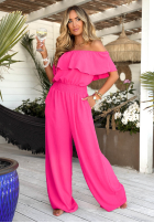 Długi Jumpsuit Kleid im spanischen Stil Secret Lagoons neonowy róż