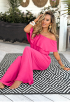 Długi Jumpsuit Kleid im spanischen Stil Secret Lagoons neonowy róż