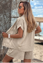 Krótkie haftowane spodenki Sunny Aura Beige