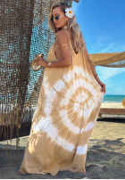Kleid maxi na ramiączkach tie dye Deep Sea kobaltowo-Weiß