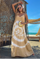 Kleid maxi na ramiączkach tie dye Deep Sea kobaltowo-Weiß