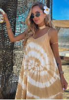 Kleid maxi na ramiączkach tie dye Deep Sea kobaltowo-Weiß