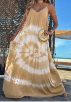 Kleid maxi na ramiączkach tie dye Deep Sea kobaltowo-Weiß