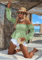 Muślinowa Bluse Kleid im spanischen Stil Beach Air Gelb