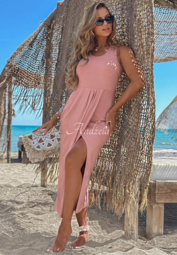 Midikleid mit Schlitz Casilla Puderfarben