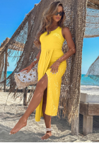 Midikleid mit Schlitz Casilla Bananengelb