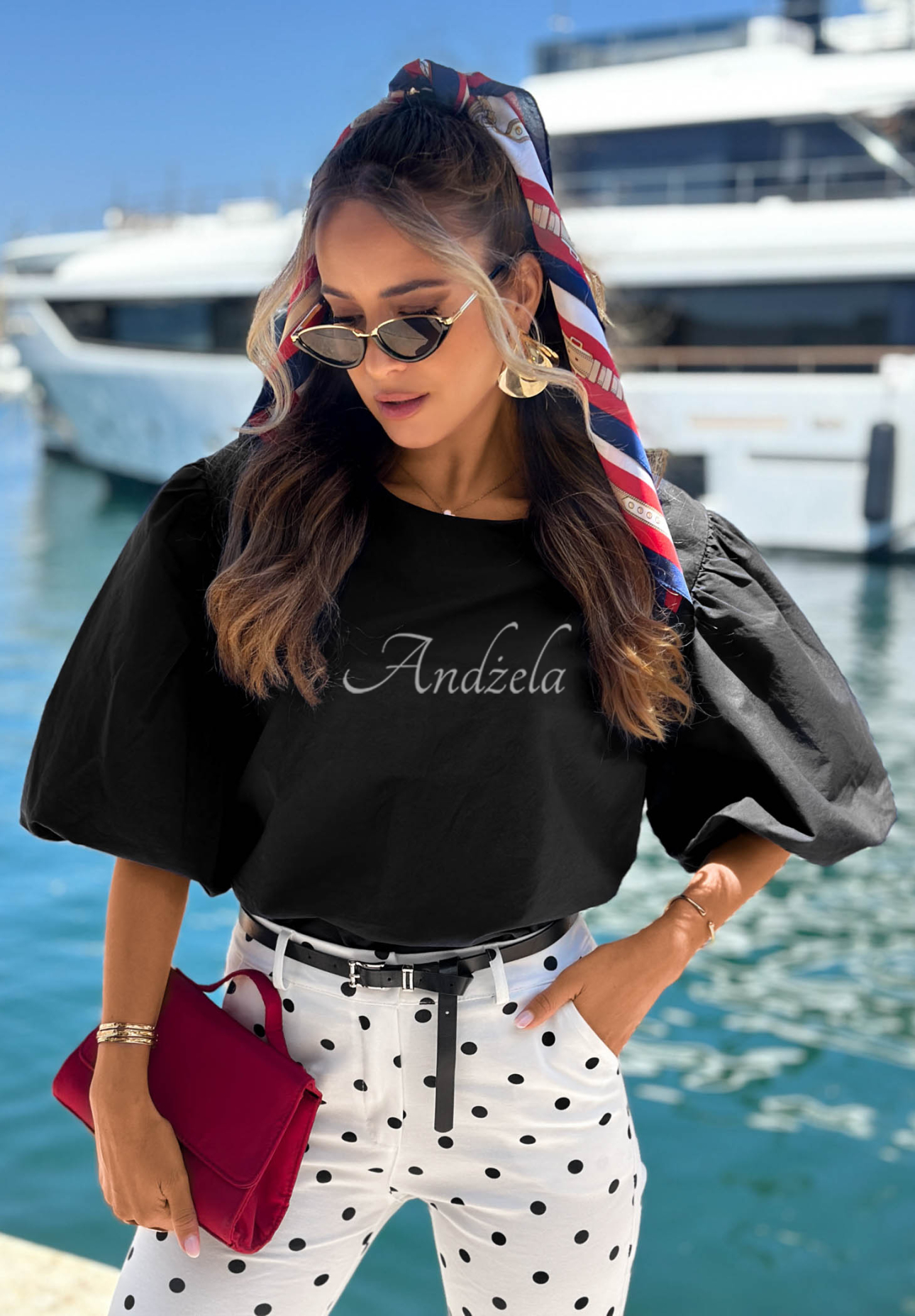 Baumwollbluse mit Puffärmeln Sweet Summer Schwarz