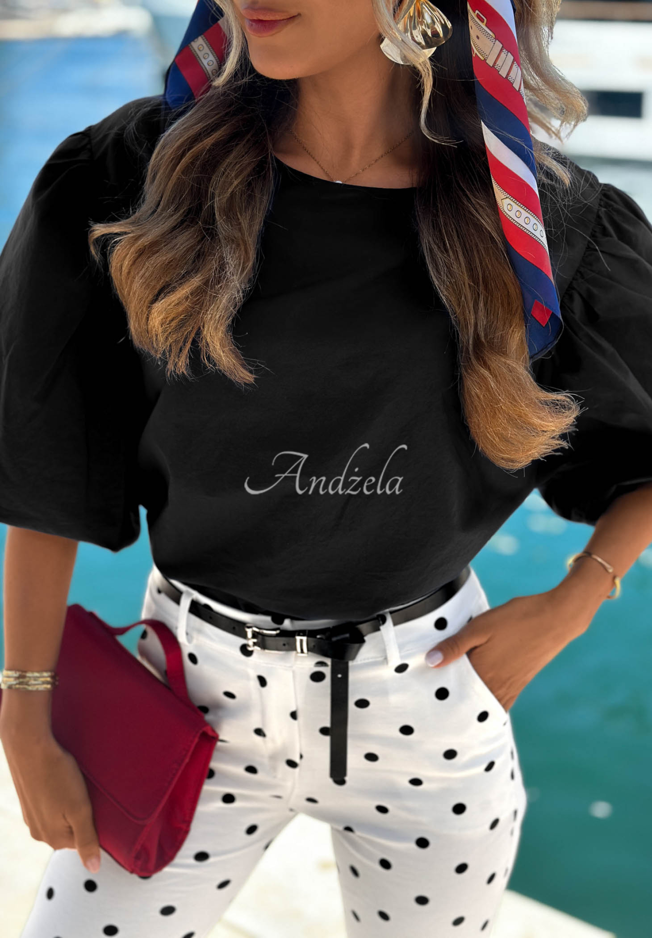 Baumwollbluse mit Puffärmeln Sweet Summer Schwarz