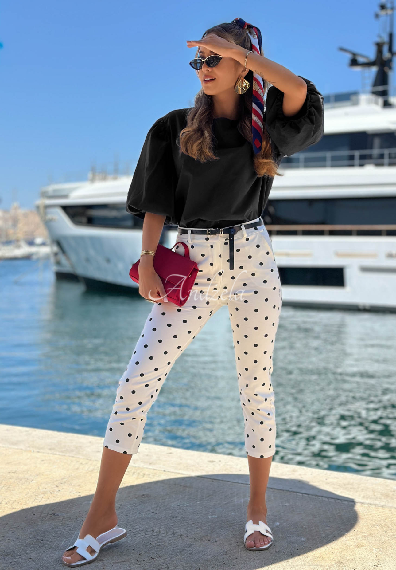 Baumwollbluse mit Puffärmeln Sweet Summer Schwarz