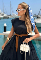 Rozkloszowana Kleid z falbankami i paskiem Sunny Smiles Schwarz