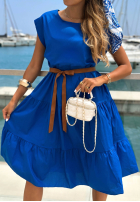 Kleid maxi z falbankami i paskiem Sea Venture Kobaltblau