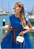 Kleid maxi z falbankami i paskiem Sea Venture Kobaltblau