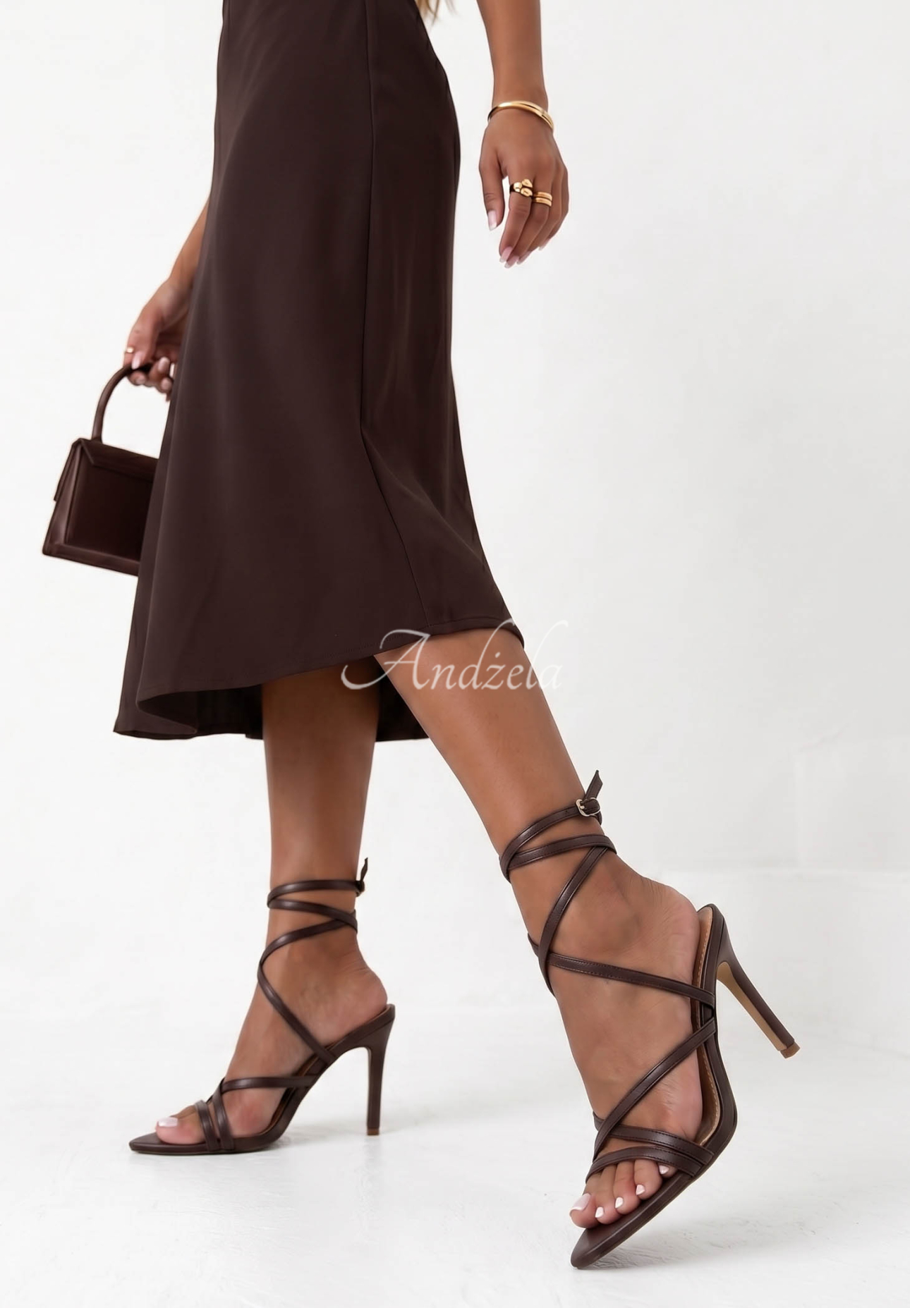 Ledersandalen mit hohem Absatz Charming Sun Schokoladenbraun