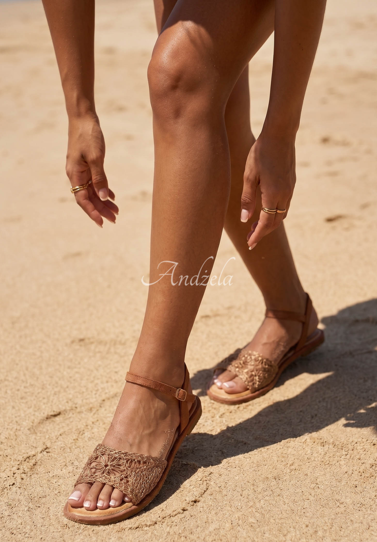 Geflochtene Sandalen Merissa Camel