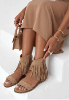 zamszowe Sandalen z frędzlami Gabi Beige