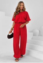 Set Bluse z bufkami i Hose joggery Pretty Sunrise Rot