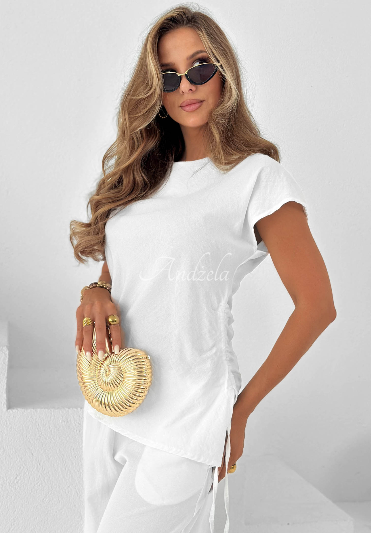 Set aus Bluse und Hose aus Baumwolle und Viskose Glow Mood Ecru