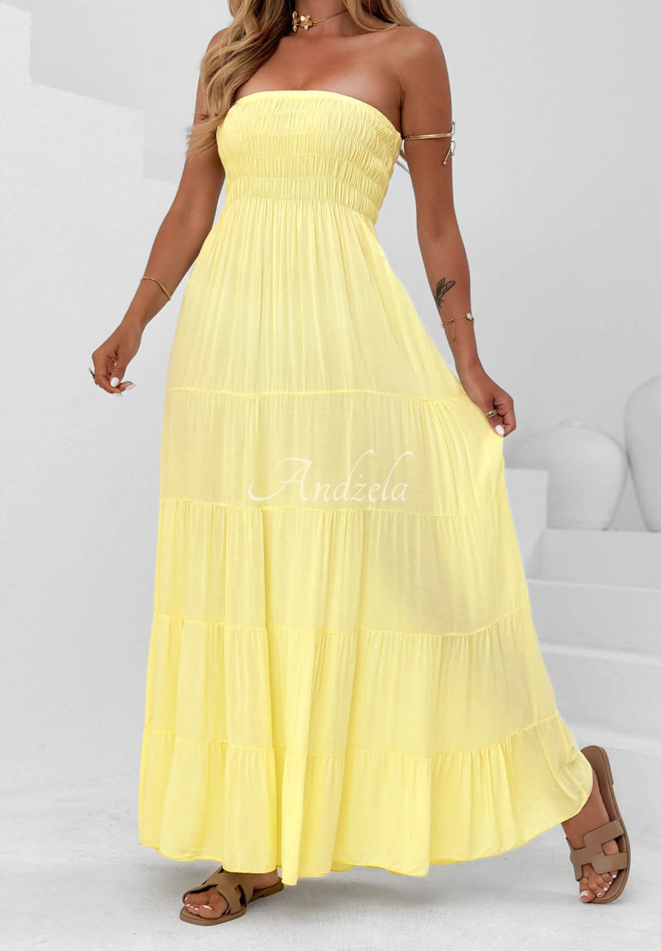 Trägerloses Maxikleid Cara Mia Gelb