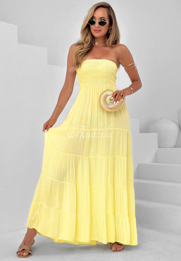 Tr&auml;gerloses Maxikleid Cara Mia Gelb