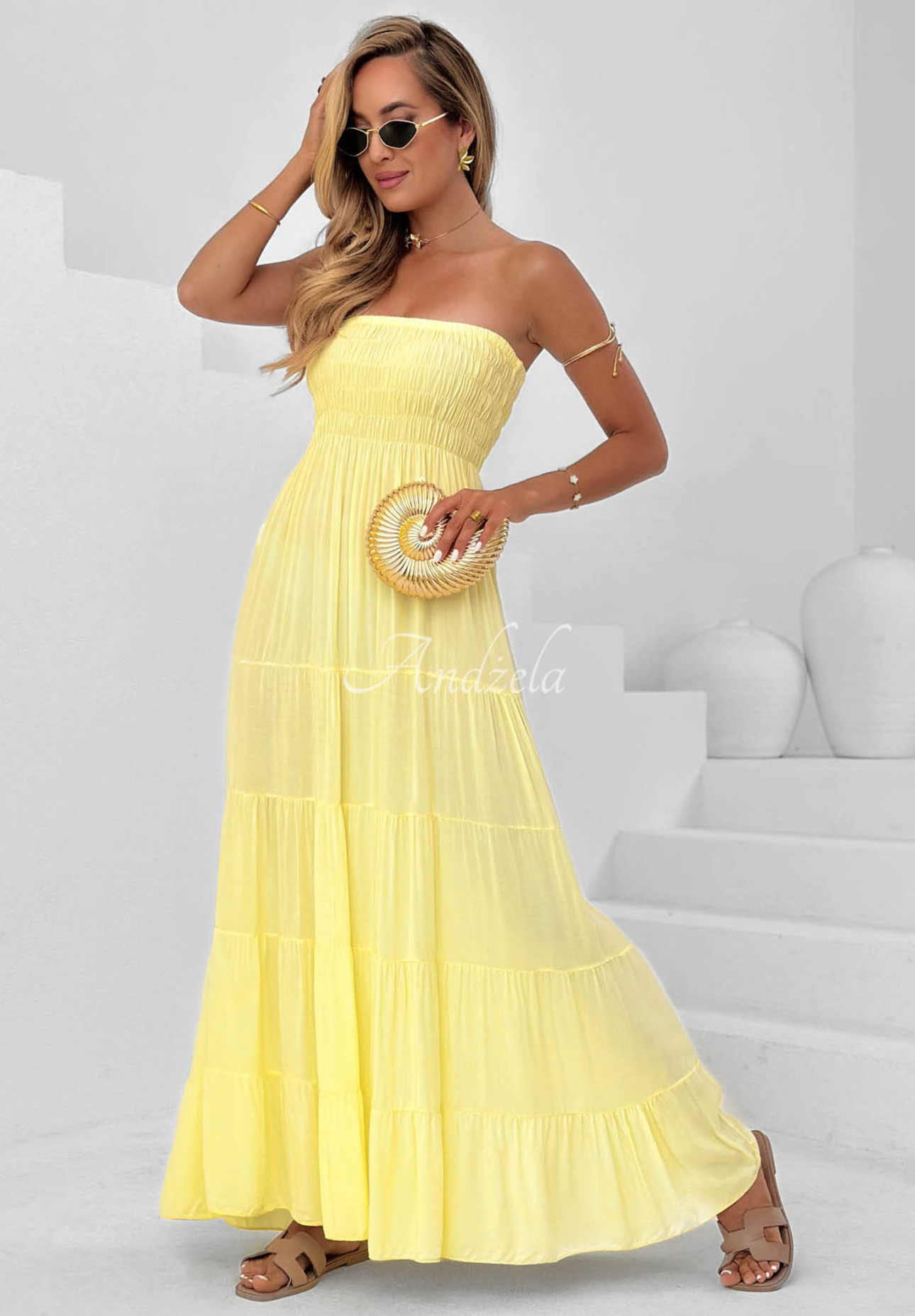 Trägerloses Maxikleid Cara Mia Gelb