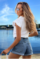 Ażurowa Hemd z wiązaniem i falbankami boho Soft Summer Weiß