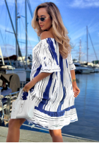 Wzorzysta sukienka Kleid im spanischen Stil Sun Sail biało-Dunkelblau