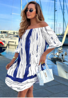 Wzorzysta sukienka Kleid im spanischen Stil Sun Sail biało-Dunkelblau