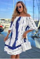 Wzorzysta sukienka Kleid im spanischen Stil Sun Sail biało-Dunkelblau