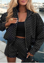 Set lekka Jacke bomberka i Shorts w Punkte Dot Glow Weiß