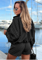 Set lekka Jacke bomberka i Shorts w Punkte Dot Glow Weiß