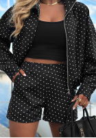 Set lekka Jacke bomberka i Shorts w Punkte Dot Glow Weiß