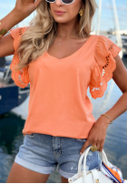 Bluse z falbankowymi rękawami Go Anywhere Orange