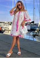 Wzorzysta sukienka Kleid im spanischen Stil Sun Sail biało-Dunkelblau