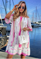 Wzorzysta sukienka Kleid im spanischen Stil Sun Sail biało-Dunkelblau