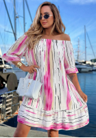 Wzorzysta sukienka Kleid im spanischen Stil Sun Sail biało-Dunkelblau