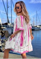 Wzorzysta sukienka Kleid im spanischen Stil Sun Sail biało-Dunkelblau