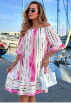 Wzorzysta sukienka Kleid im spanischen Stil Sun Sail biało-Dunkelblau