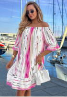 Wzorzysta sukienka Kleid im spanischen Stil Sun Sail biało-Dunkelblau