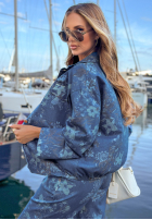 Jeans Jacke w kwiaty Callari ciemnoniebieska