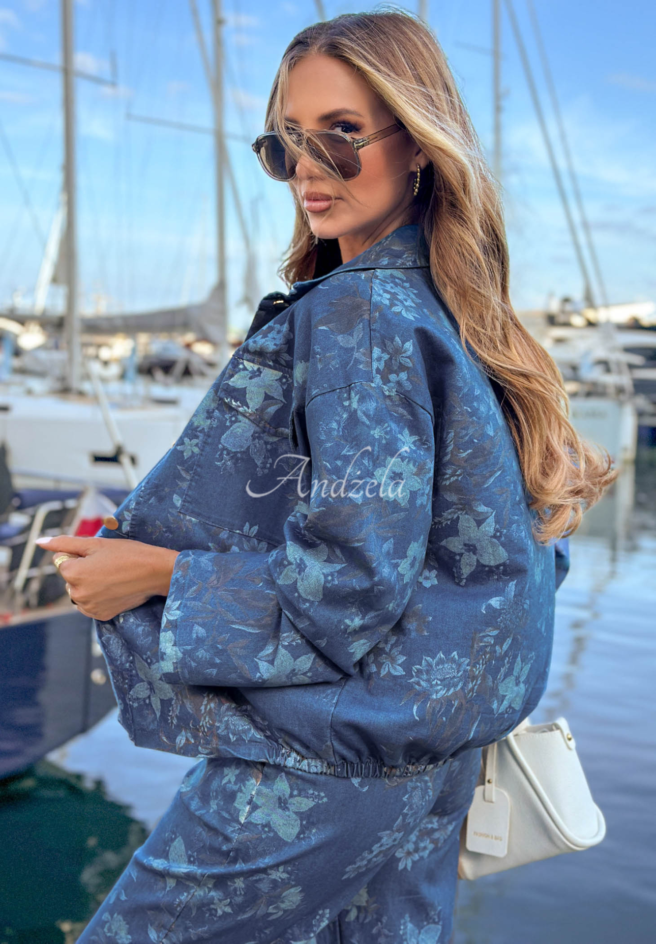 Blumenjacke Positano Bloom dunkelblau