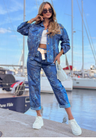 Jeans Jacke w kwiaty Callari ciemnoniebieska