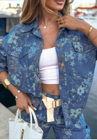 Jeans Jacke w kwiaty Callari ciemnoniebieska