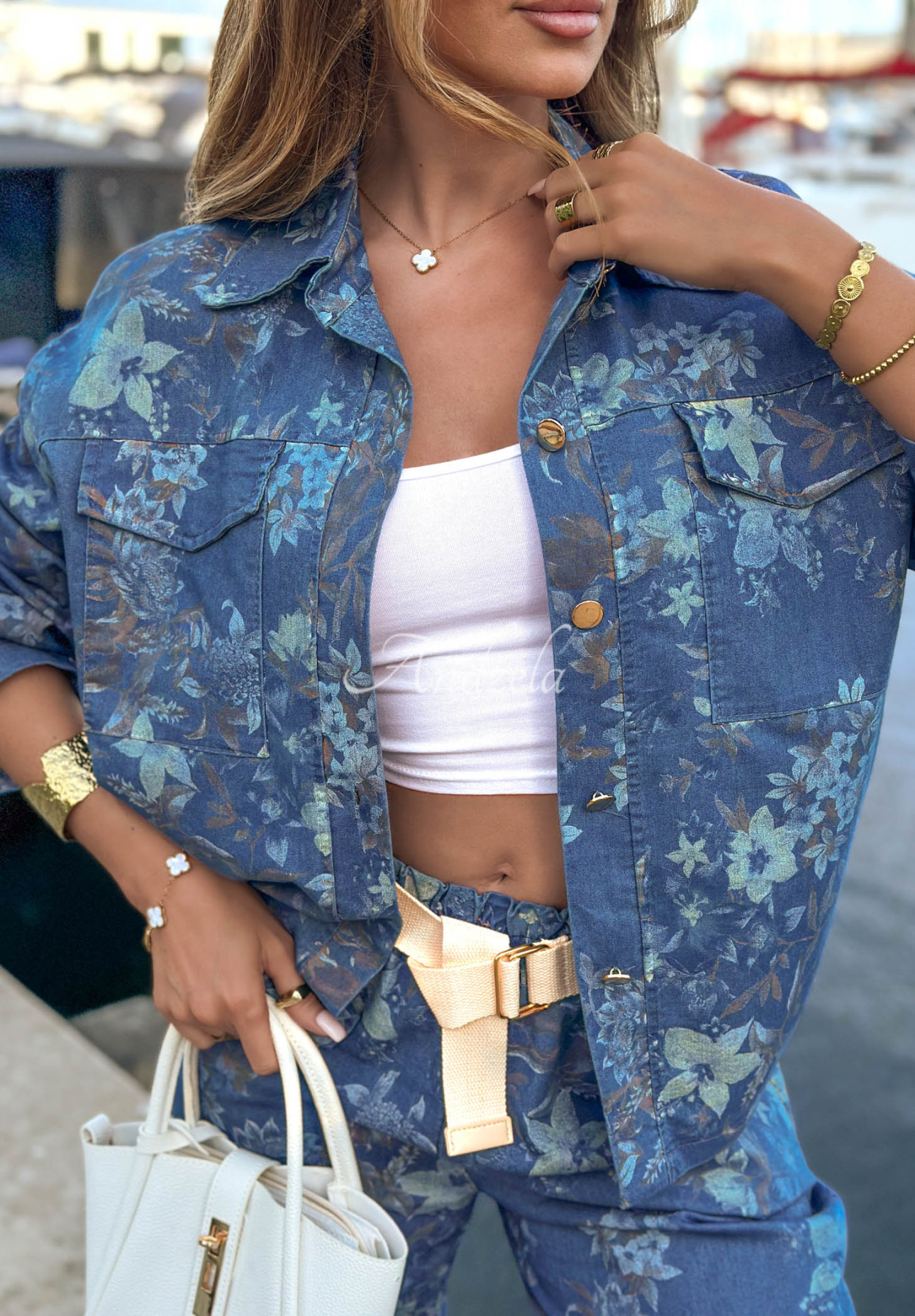 Blumenjacke Positano Bloom dunkelblau