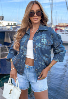 Jeans Jacke w kwiaty Callari ciemnoniebieska
